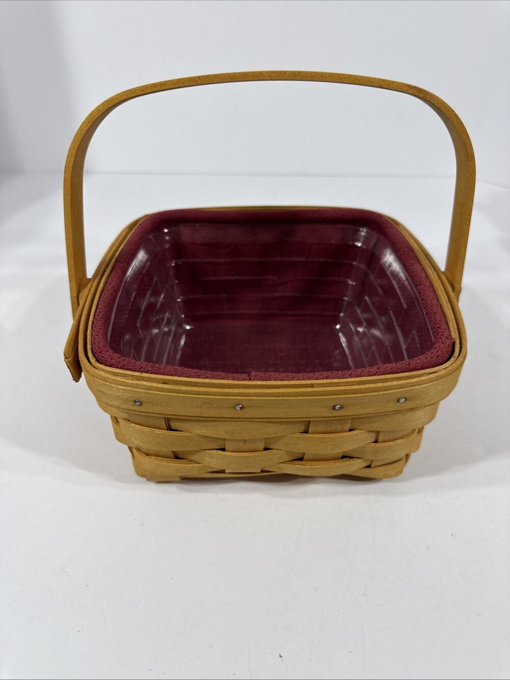 Longaberger 2001 Tarragon Booking Basket Signed 2002 And with Cloth & Plastic Li